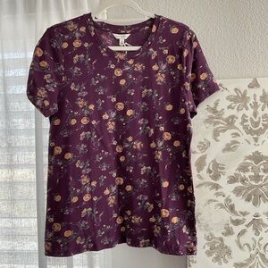 Lucky Brand Plum Floral Short-Sleeve Tee